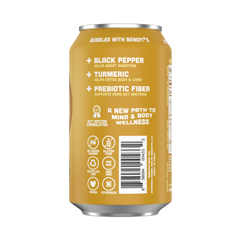 LEMON GINGER +Turmeric Prebiotic SUPER SODA (12 Pack)
