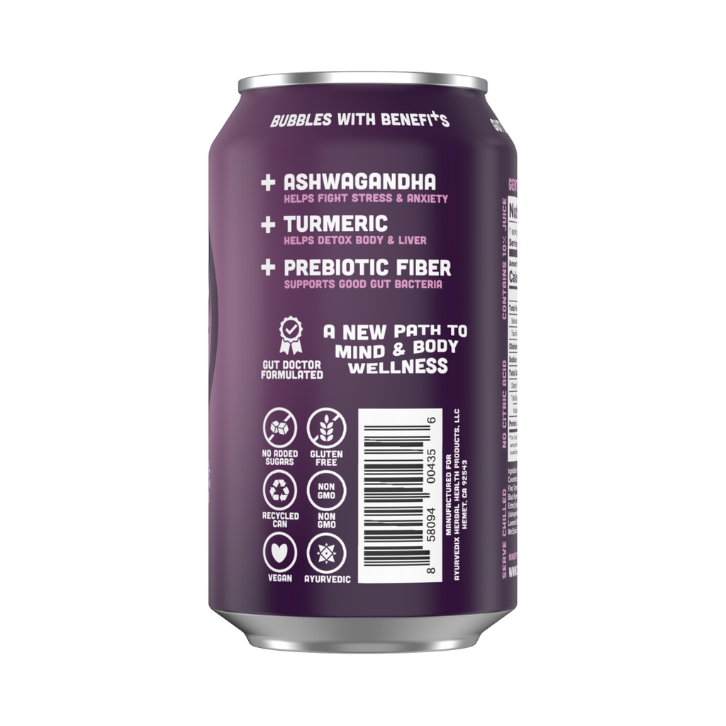 VANILLA LAVENDER +Ashwagandha Prebiotic SUPER SODA (12 Pack